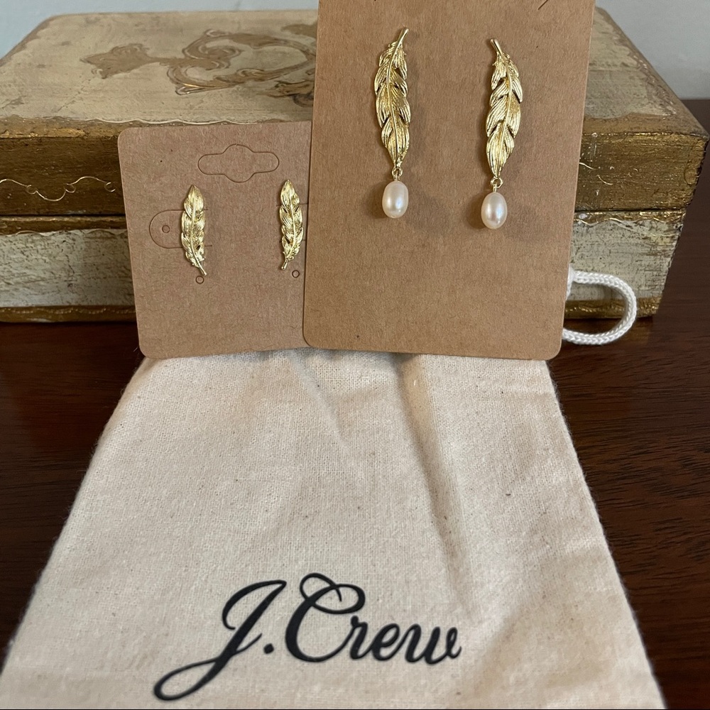 J. Crew set of two pairs of dainty earrings. Gold tone. NWOT. Dust bag included.